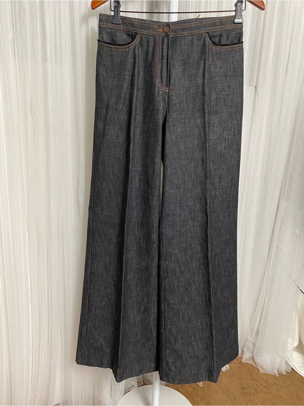 Kenzo Wide Leg Dark Heather Charcoal Denim Pants Made in Bulgaria 🇧🇬